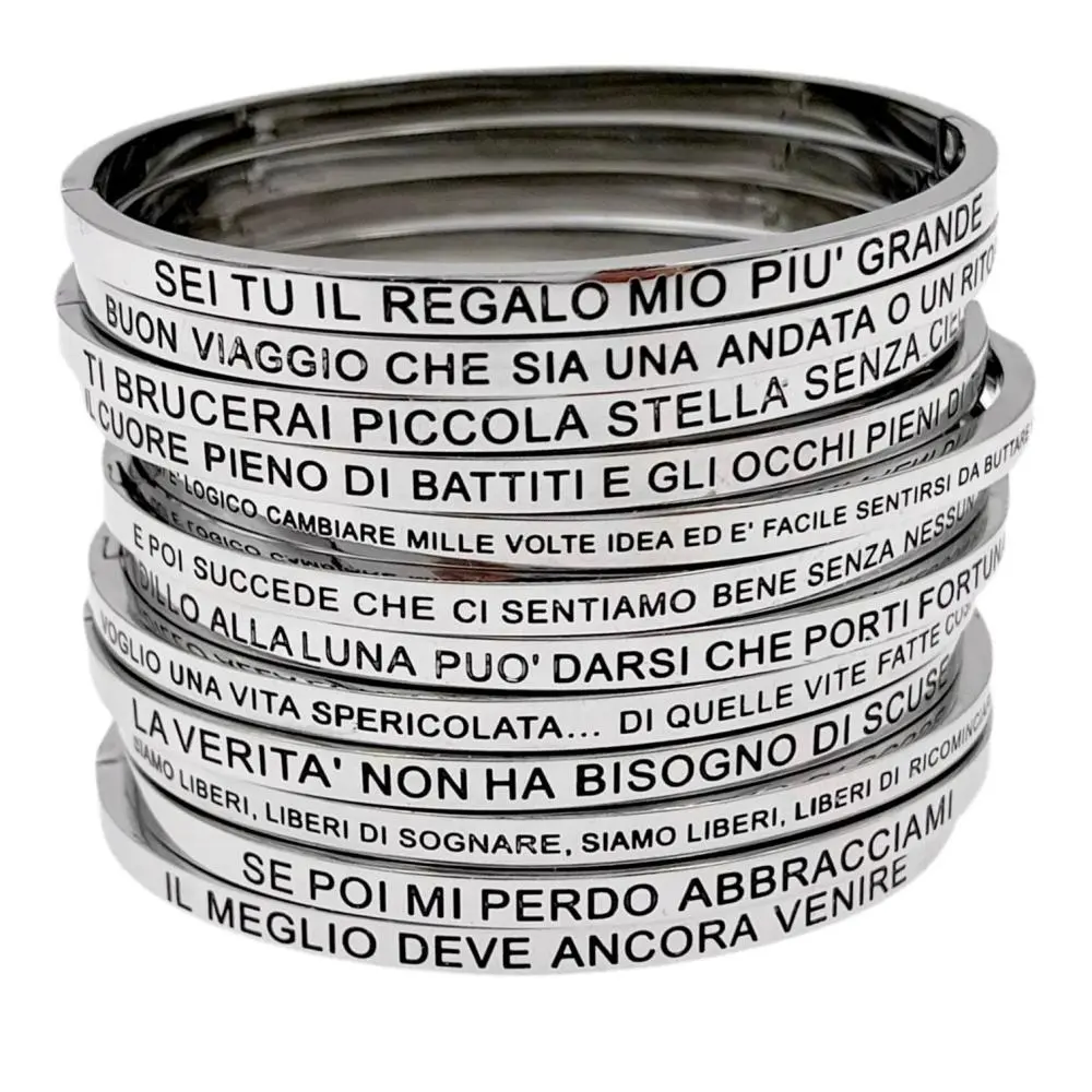 Bracciale Rigido con le Frasi in Acciaio - BAR-413-B60 080#
