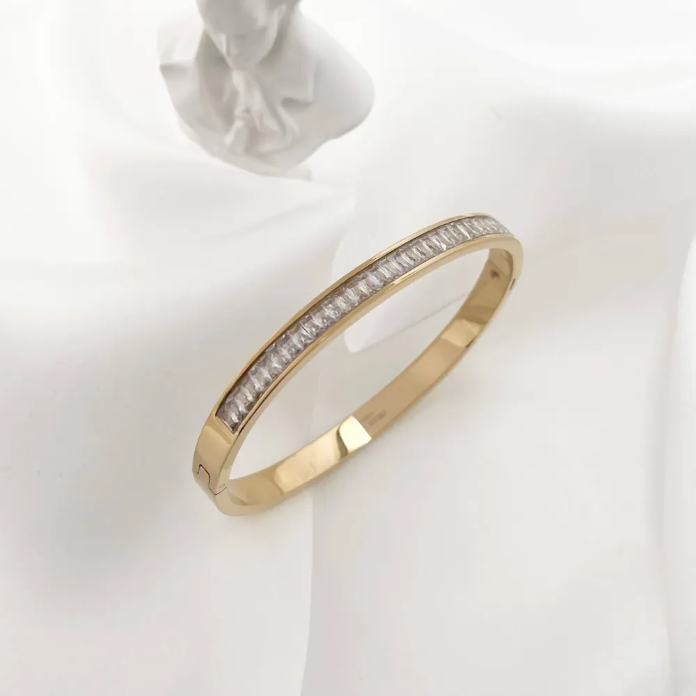 Tennis Rettangolare-Bracciale Rigido in Acciaio - BAR-413-S238