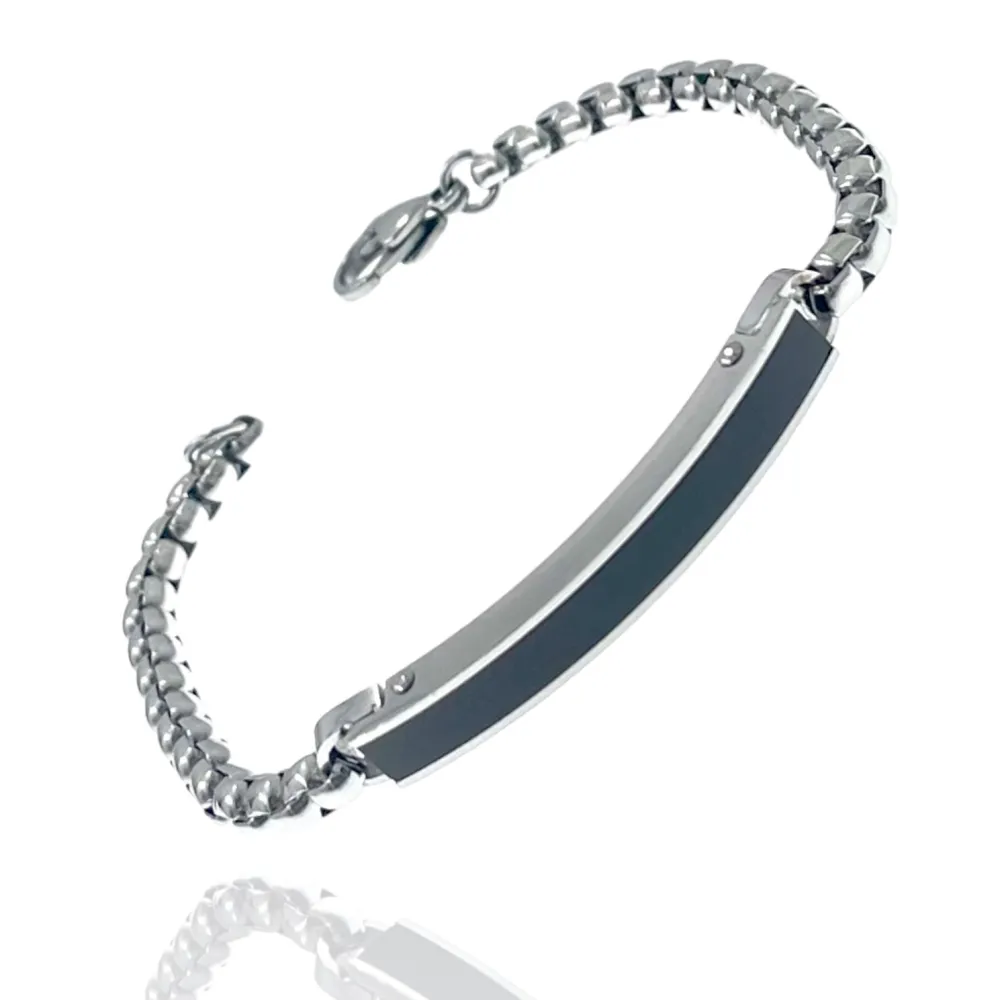 Piastrella con Catena-Bracciale Uomo in Acciaio - BAU-208-302