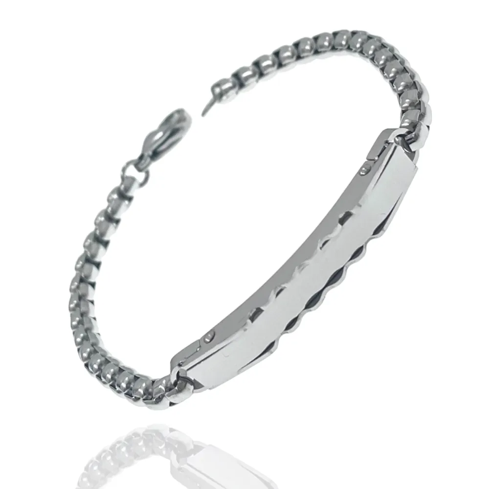 Piastrella con Catena-Bracciale Uomo in Acciaio - BAU-208-306
