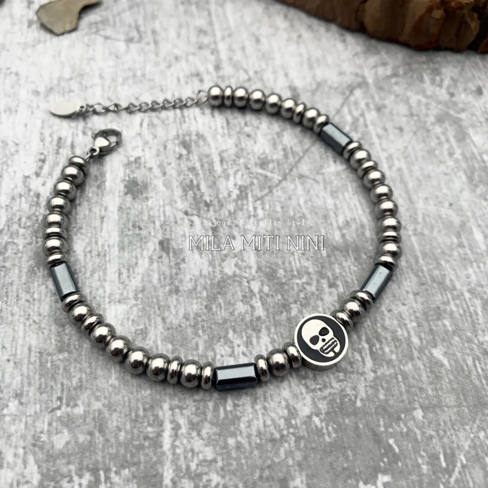 BAU600-A68-Teschio-Bracciale Unisex in Acciaio - BAU600-A68-Teschio-Bracciale Unisex in Acciaio