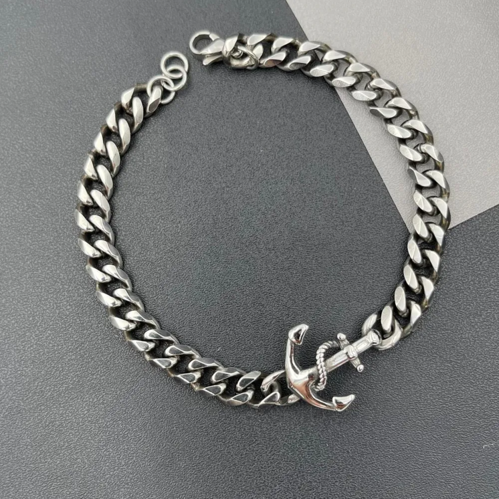 BAU6949-Ancora-Bracciale in Acciaio da Uomo - BAU-600-B109