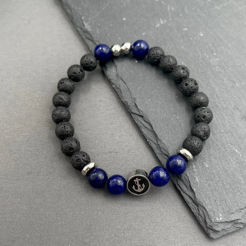 A'ncora-Bracciale Elastico in Acciaio da Uomo - BAU-600-B144