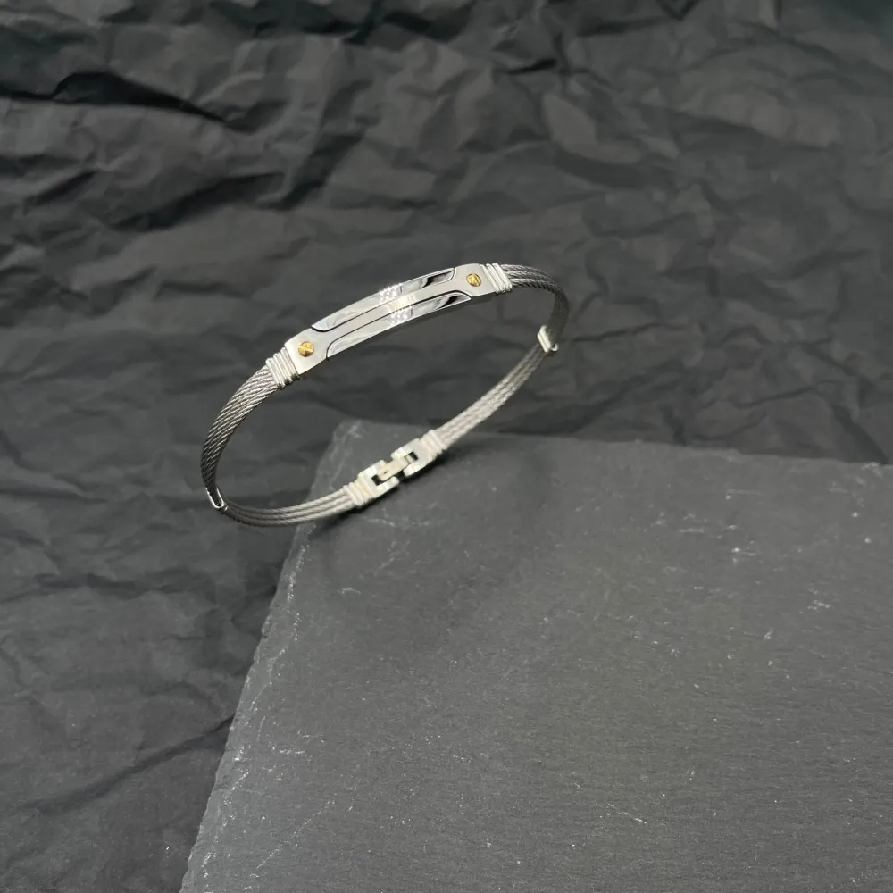 Semplice-Bracciale Semirigido da Uomo in Acciaio - BAU-600-H183