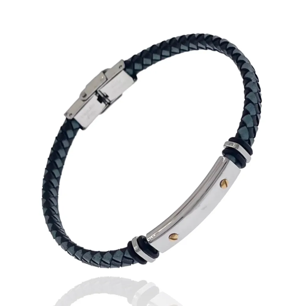 Liscio con Chiodo-Bracciale in Acciaio da Uomo - BAU-600-H256