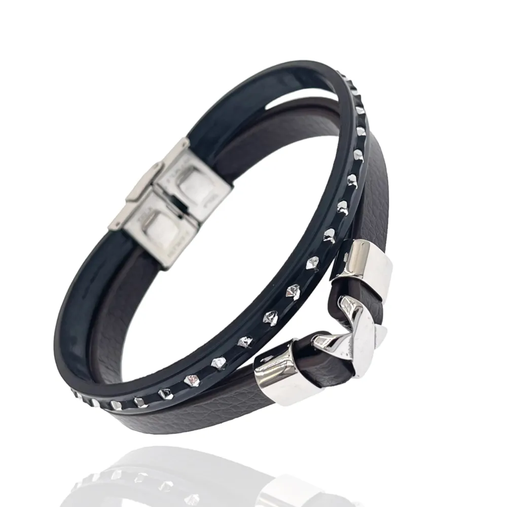 Semplice con X-Bracciale da Uomo in Acciaio - BAU-720-19