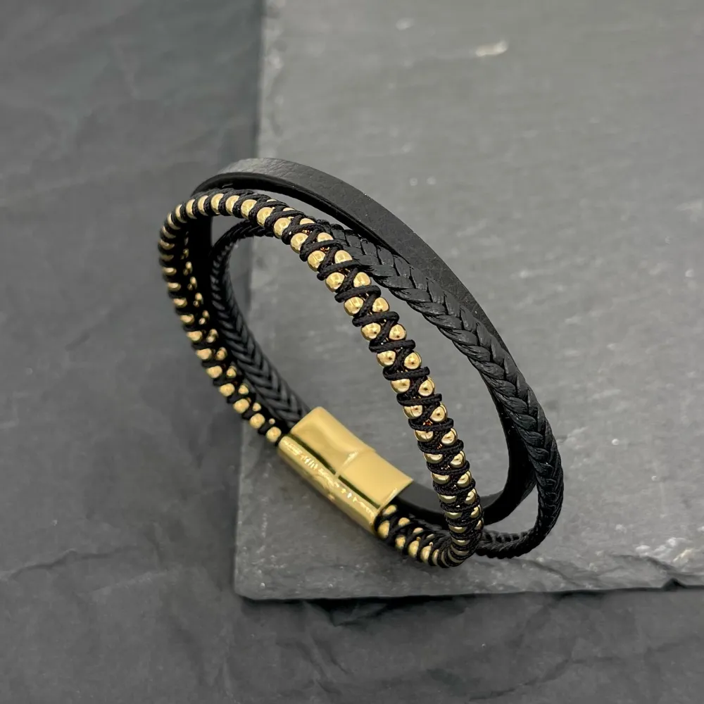 Semplice Tre Fili-Bracciale da Uomo in Acciaio - BAU-720-22