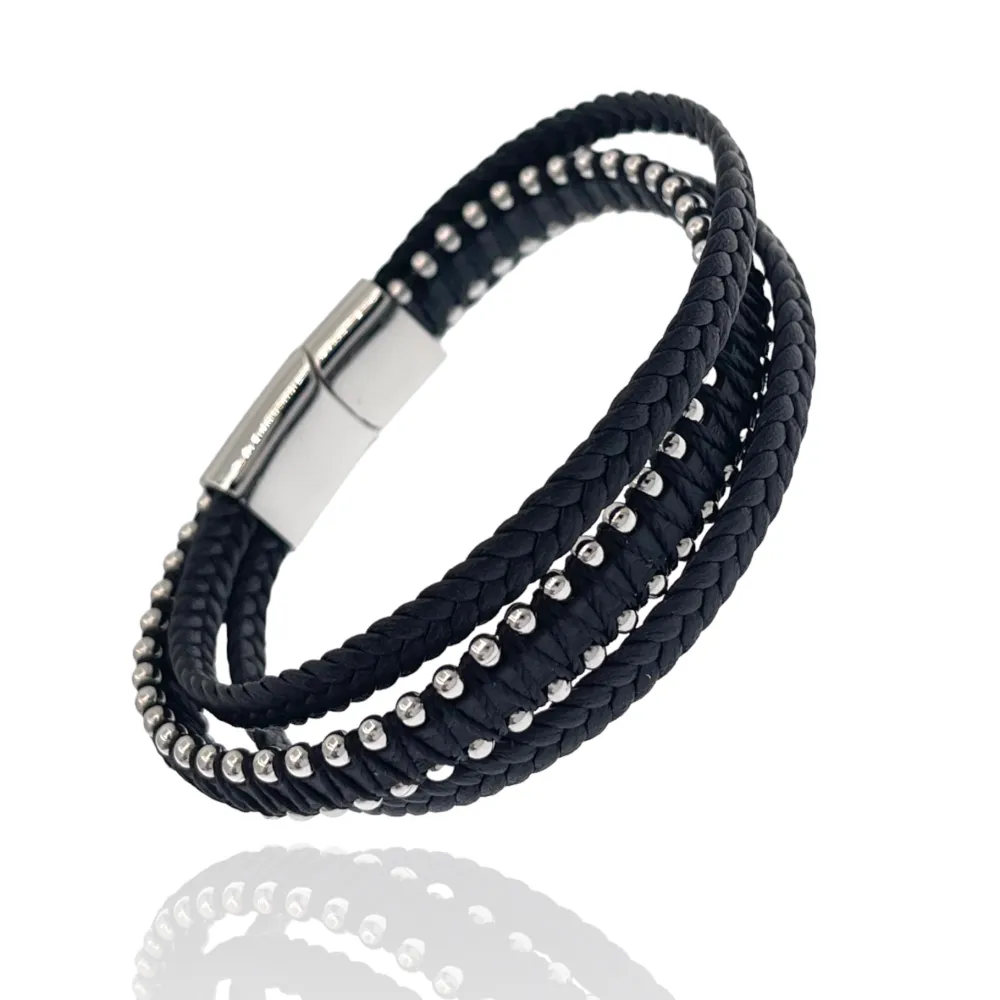 Semplice Tre Fili-Bracciale da Uomo in Acciaio - BAU-720-23