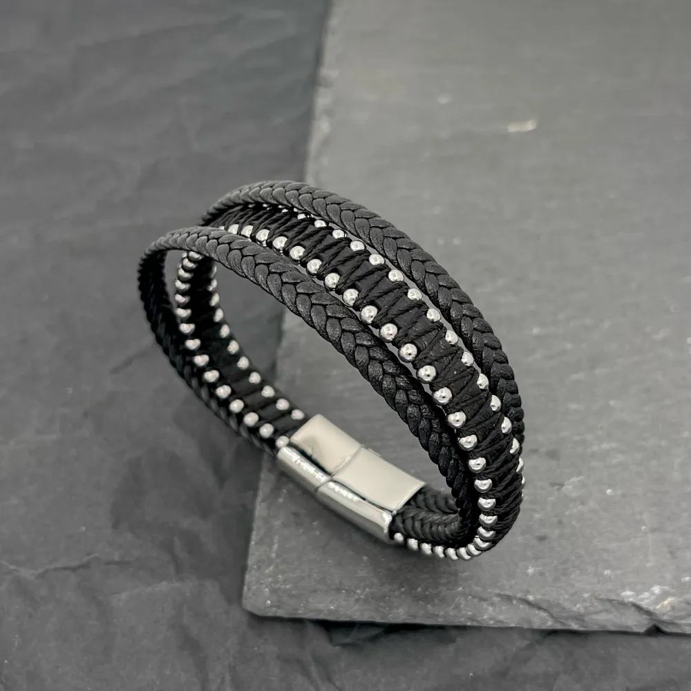 Semplice Tre Fili-Bracciale da Uomo in Acciaio - BAU-720-23