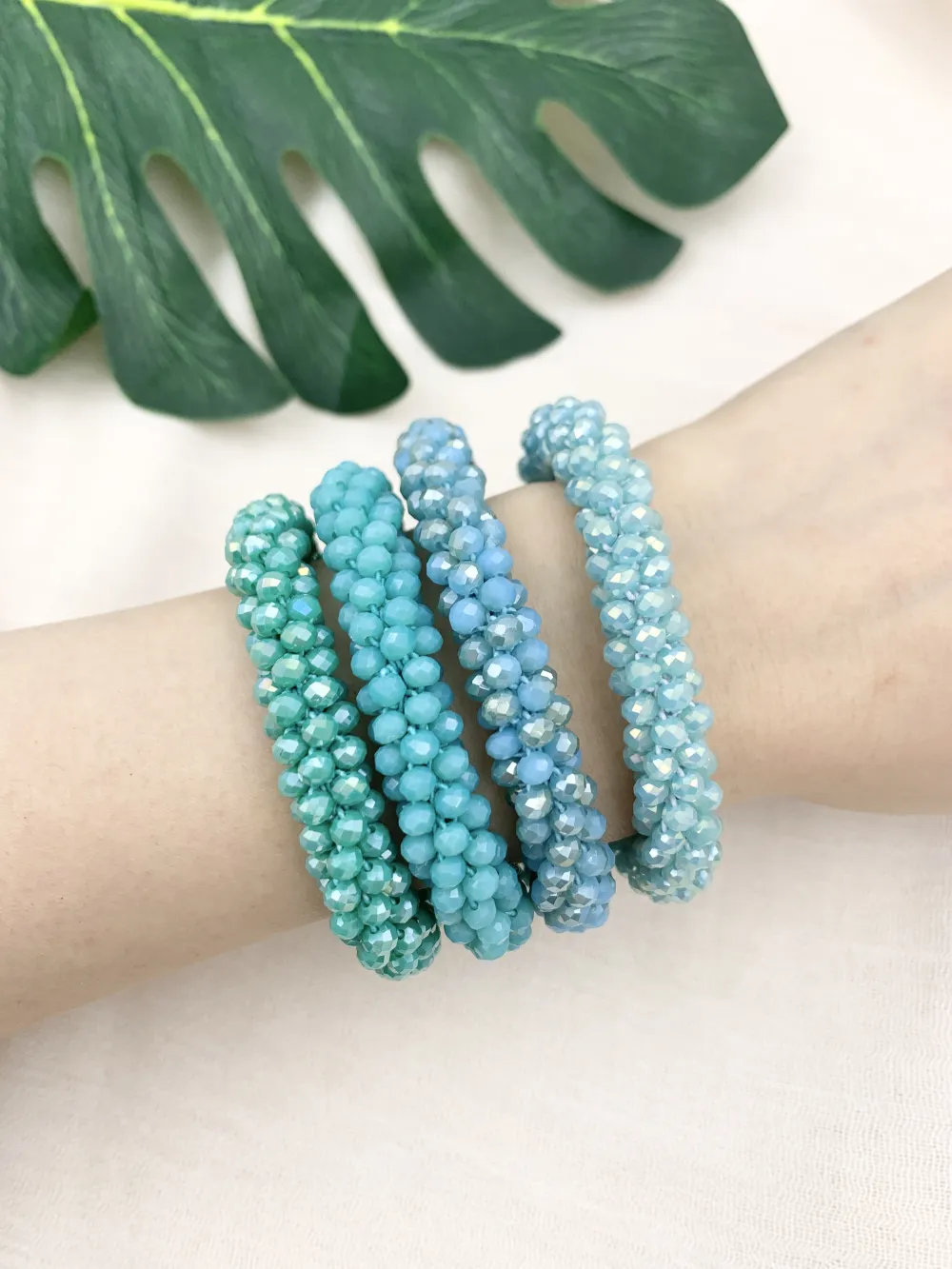 BCE1412-Cristalli Tonalità Verde - Bracciale Elastico - BCE1412-Cristalli Tonalità Verde - Bracciale Elastico