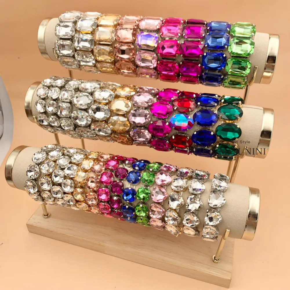 Rettangolare-Bracciale Elastico con Pietre Colorate - BMM-381-196