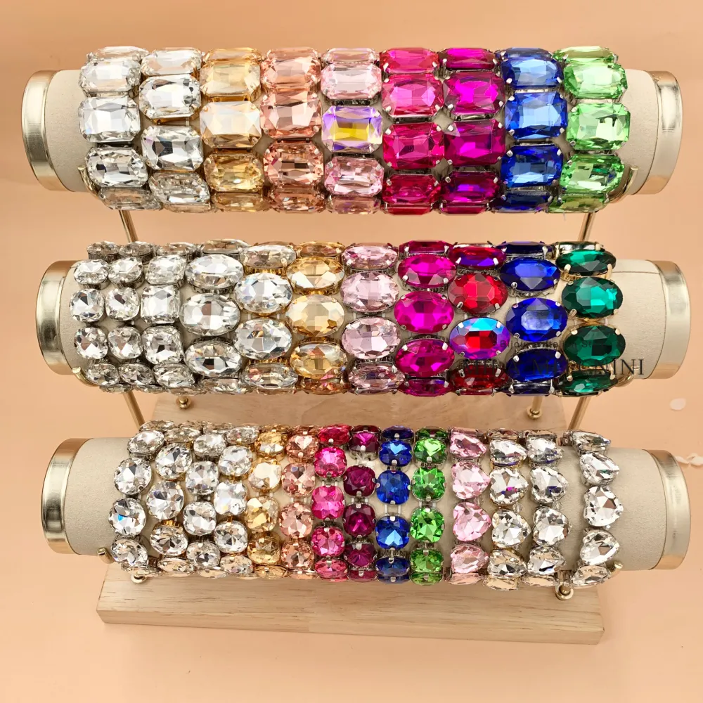 Rettangolare-Bracciale Elastico con Pietre Colorate - BMM-381-196