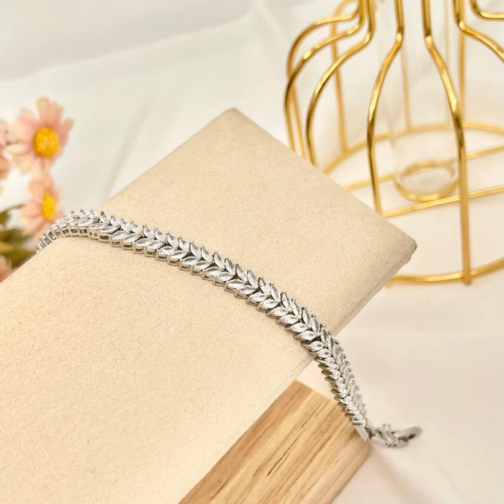 Foglia-Bracciale con Cubic Zirconia - BMZ-103-AA22641B