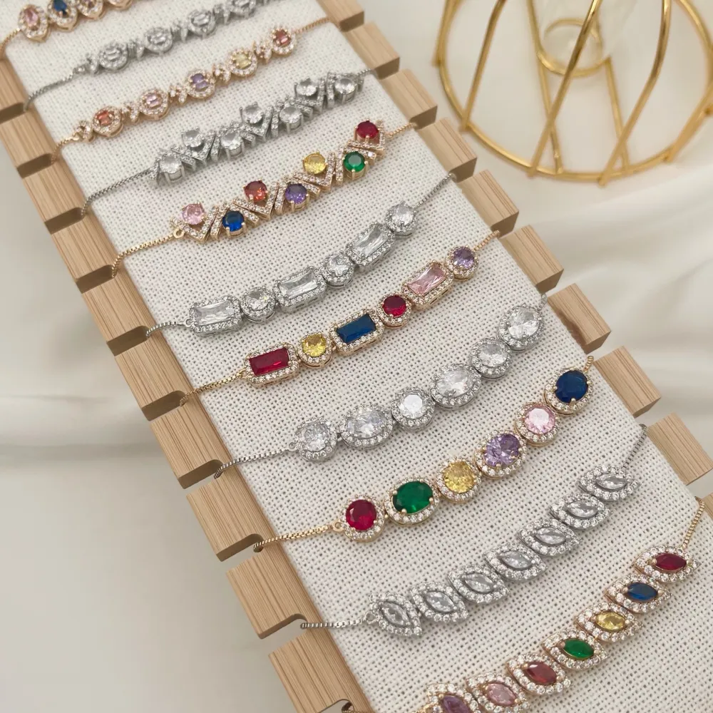 Tennis Cipollina-Bracciale Regolabile in Ottone e Zirconia - BMZ-109-162