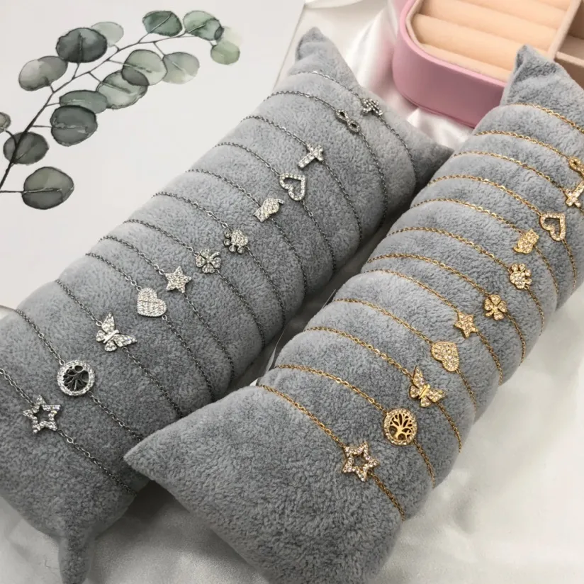 Soggeti Mix- 12 Pz Bracciali in Acciaio con Chiusura a Moschett - BPA103-A1