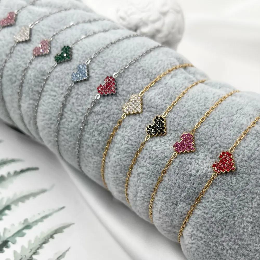 Cuore Colorato-12Pz Bracciali con Chiusura in Acciaio - BPA-103-AA240B