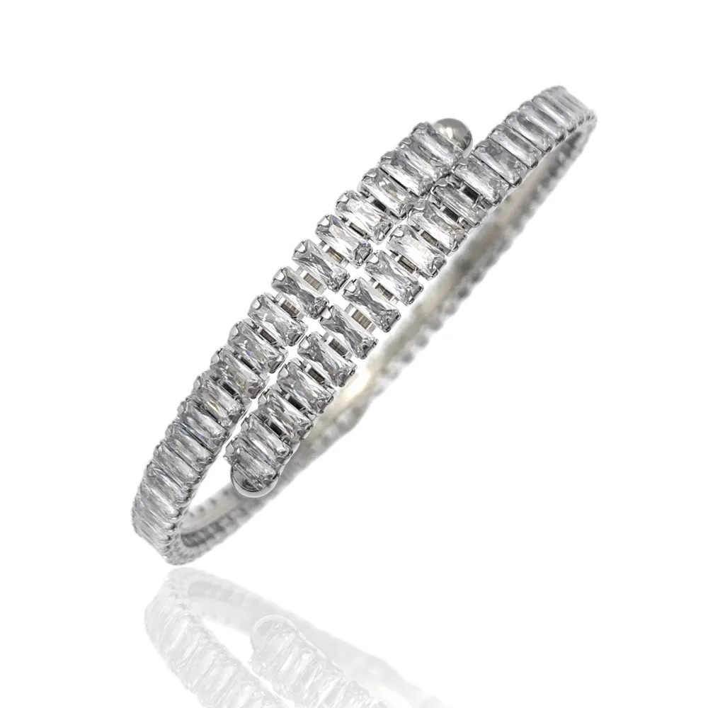 Tennis Rettangolare-12Pz Bracciali Semirigidi in Acciaio - BPA-103-AA2652B