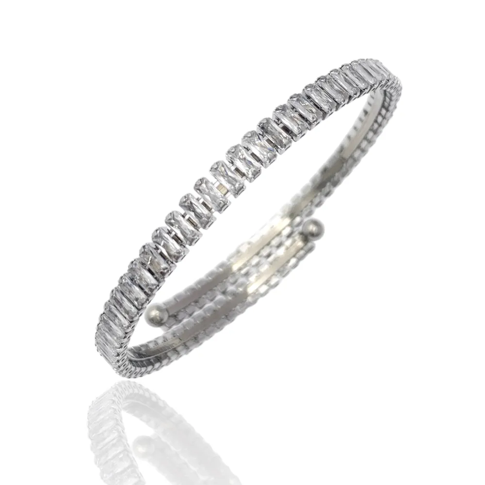 Tennis Rettangolare-12Pz Bracciali Semirigidi in Acciaio - BPA-103-AA2652B