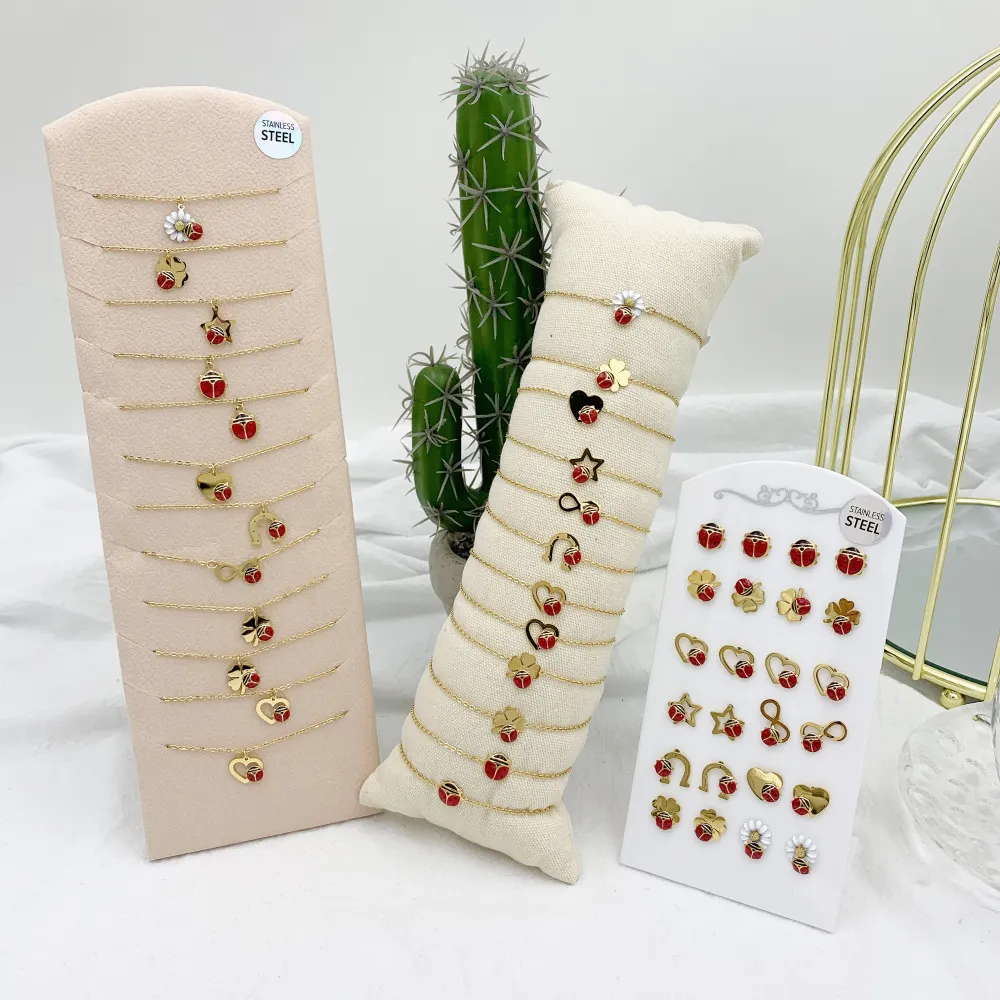 Coccinella Smaltata-12pz Bracciali in Acciaio - BPA-103-AA659-670