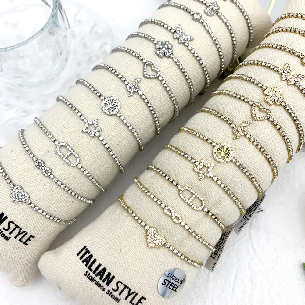 Tennis con Soggetti Mix-12Pz Bracciali in Acciaio - BPA-103-AA708-719B