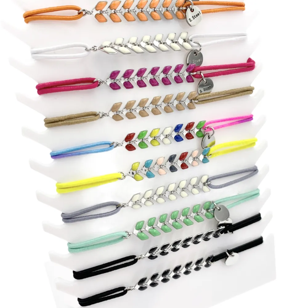 BPA7557-Foglie- 12 Pz Bracciali Elastici - BPA-104-1002