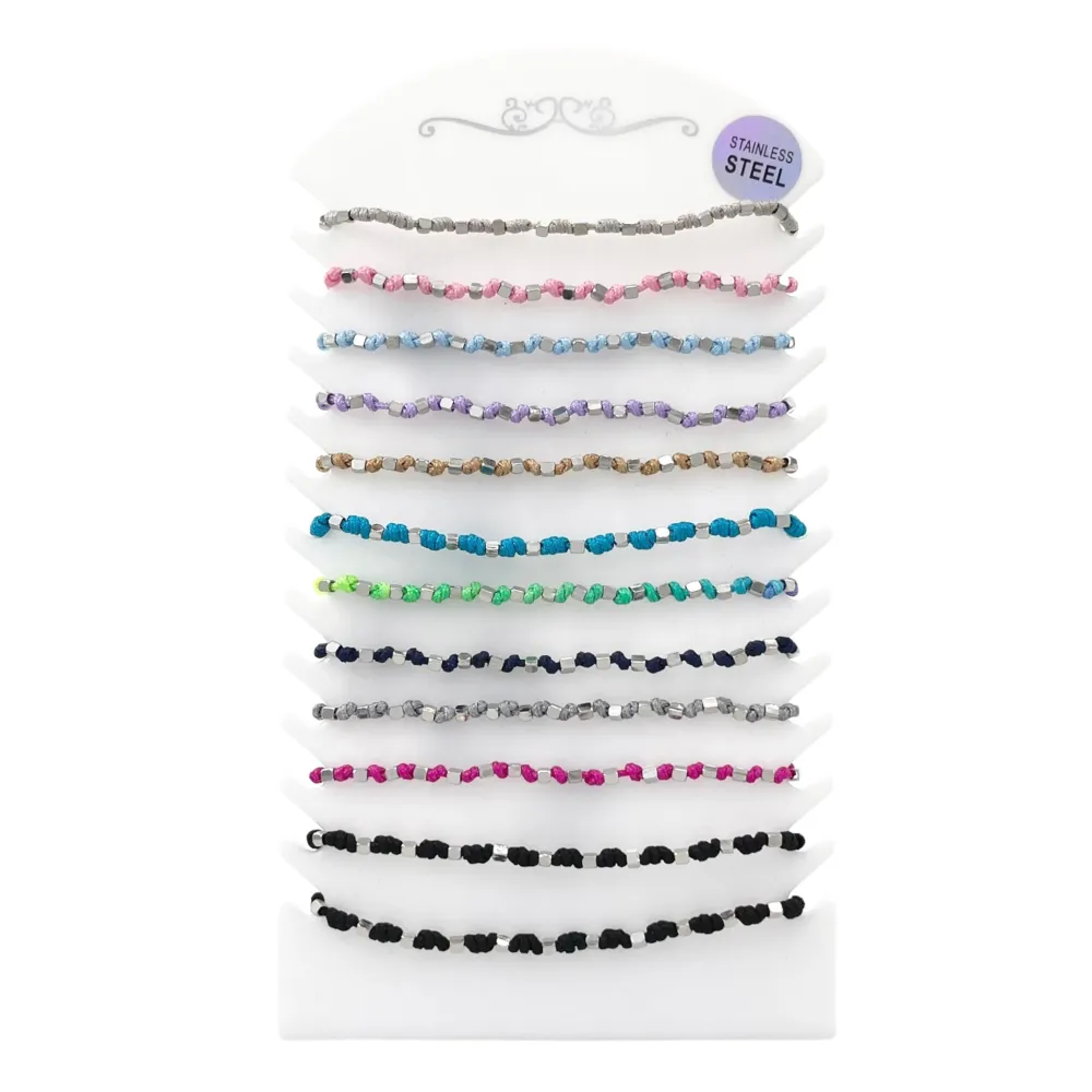 Quadrato con Nodo-12 Pz Bracciali in Acciaio con Chiusura - BPA-191-51