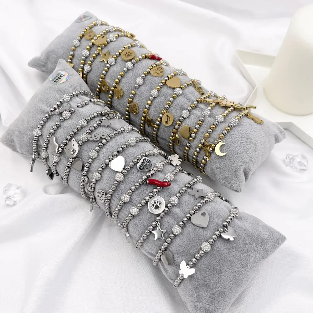 Mix Soggetti- 12 Pz Bracciali Elastici in Acciaio - BPA-413-1517