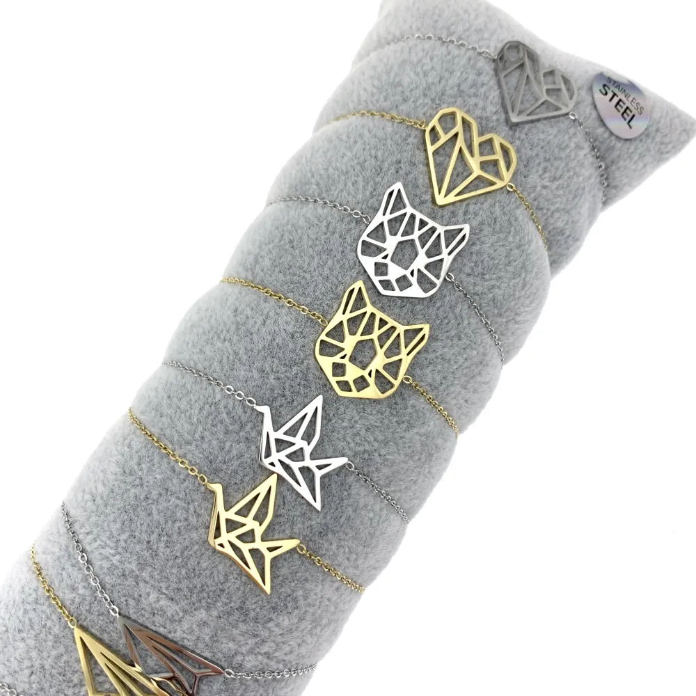 12Pz Bracciali in Acciaio con Chiusura a Moschettone + Cuscino - BPA413-98