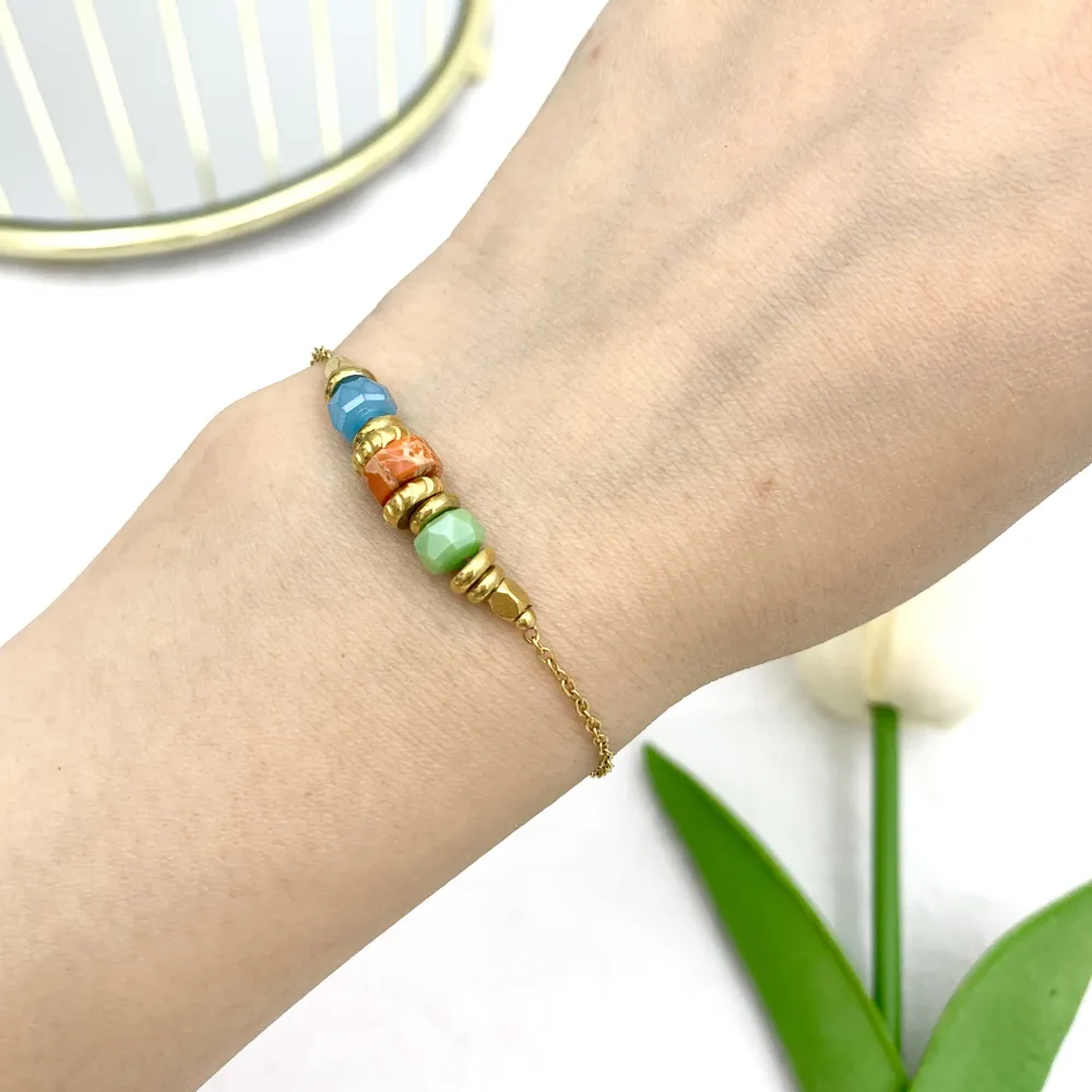 Perline Colorate-12Pz Bracciali in Acciaio - BPA-732-14