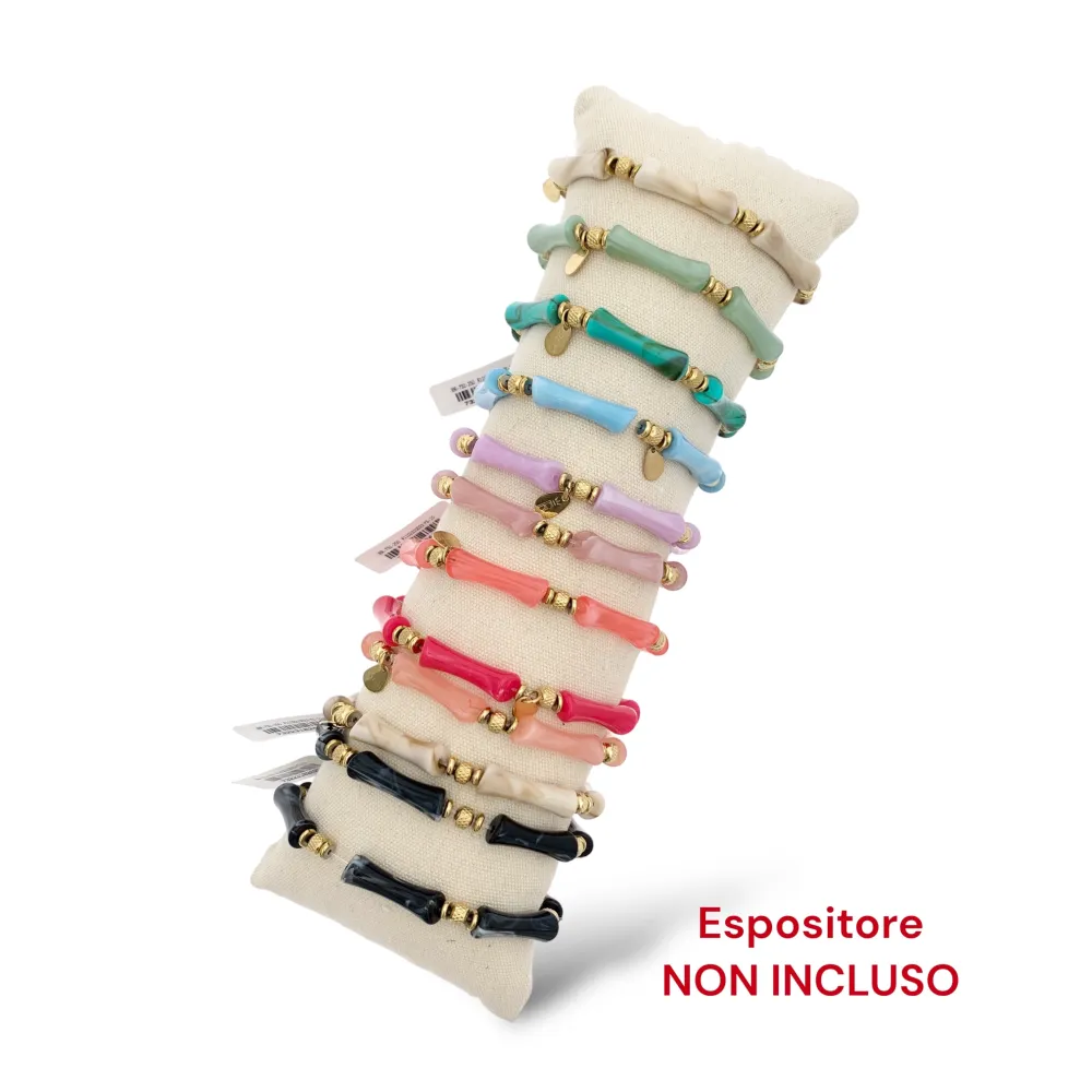Bambù Colorato-12pz Bracciali Elastici in Acciaio - BPA-732-250