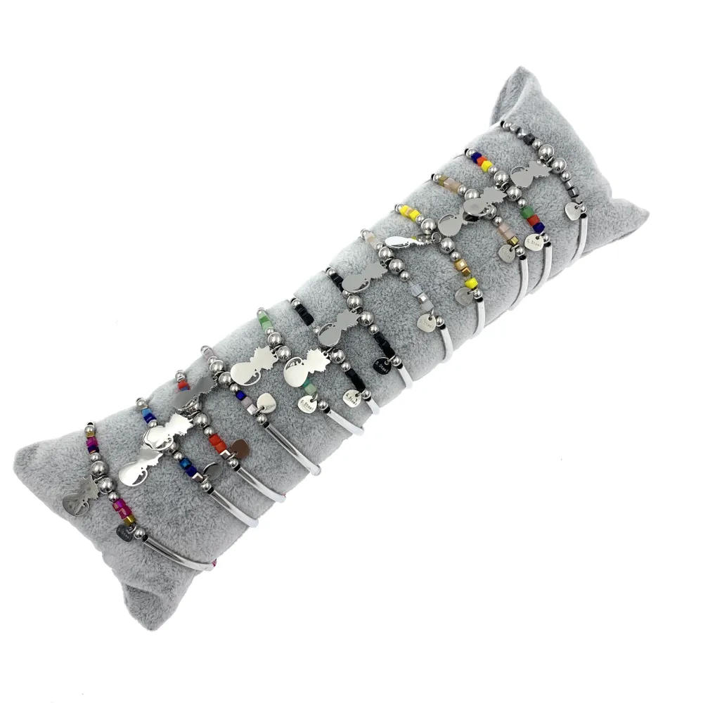 12Pz Bracciali Elastici in Acciaio+Cuscino in Omaggio - BPA7672-Gatto-12 Pz Bracciali in Acciaio