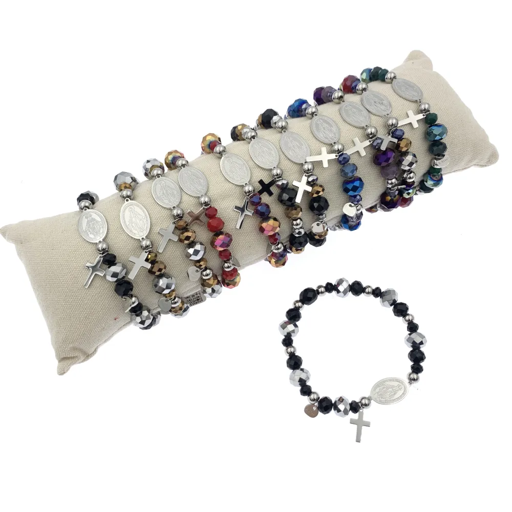 12Pz Bracciali Elastici in Acciaio+Cuscino in Omaggio - BPA7680-Rosario Croce-12 Pz Bracciali in Acciaio