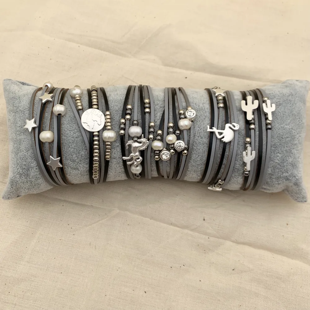 BPM176-165-Multifili con Charmes- 6 Pz Bracciali - BPM176-165-Multifili con Charmes- 6 Pz Bracciali