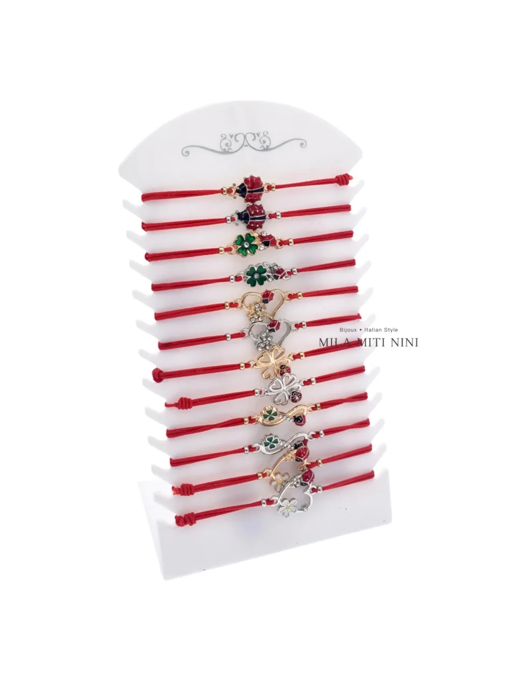 Rosso Fortuna Coccinella -12 Pz Bracciali Elastici - BPM-191-112