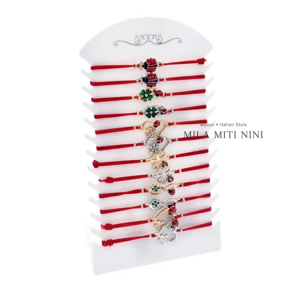 Rosso Fortuna Coccinella -12 Pz Bracciali Elastici - BPM-191-112