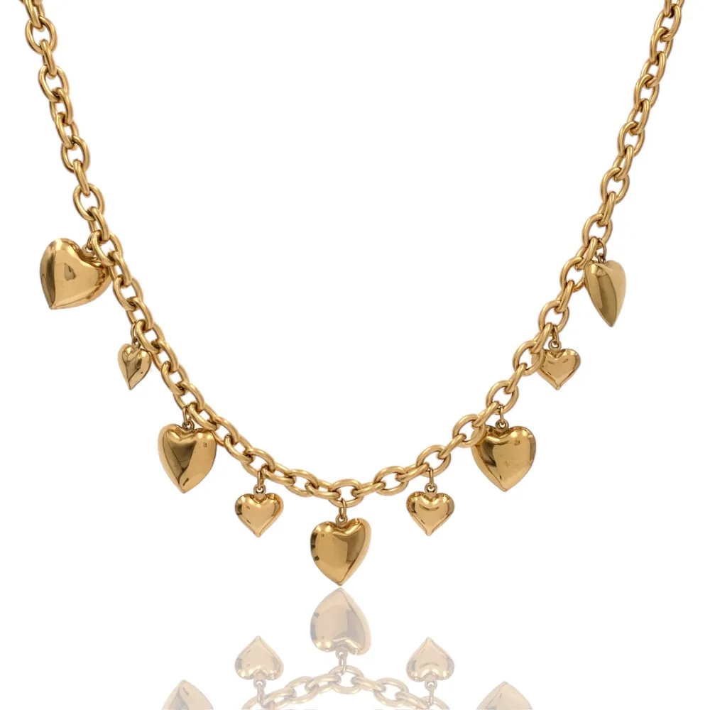 Catena Con cuore  -Collana Corta in Acciaio - CAC-103-3398N