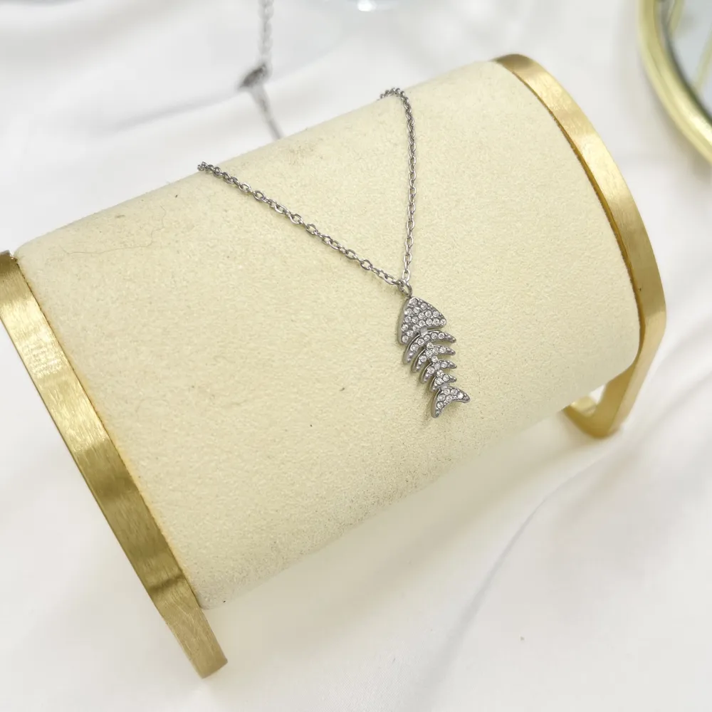 Lisca di Pesce-Collana Girocollo in Acciaio - CAC-103-5093N