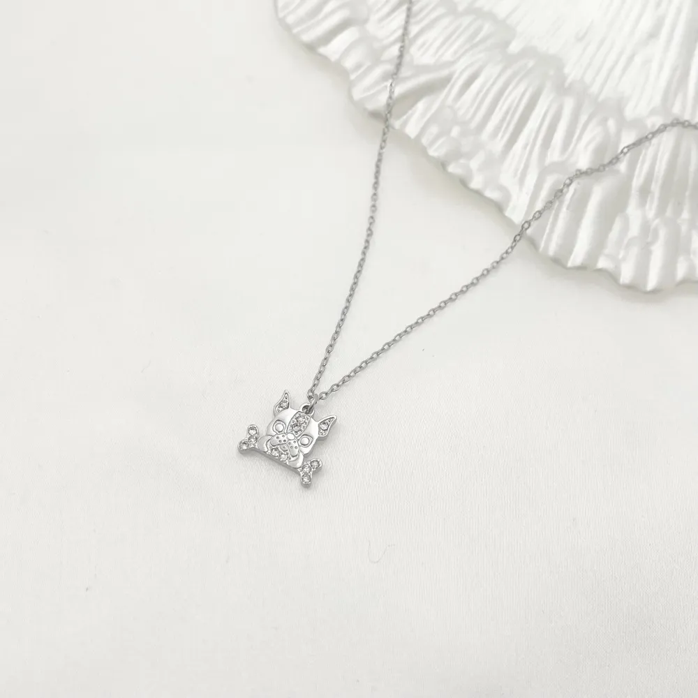 Cane con Osso-Collana Corta in Acciaio - CAC-103-AA1038N