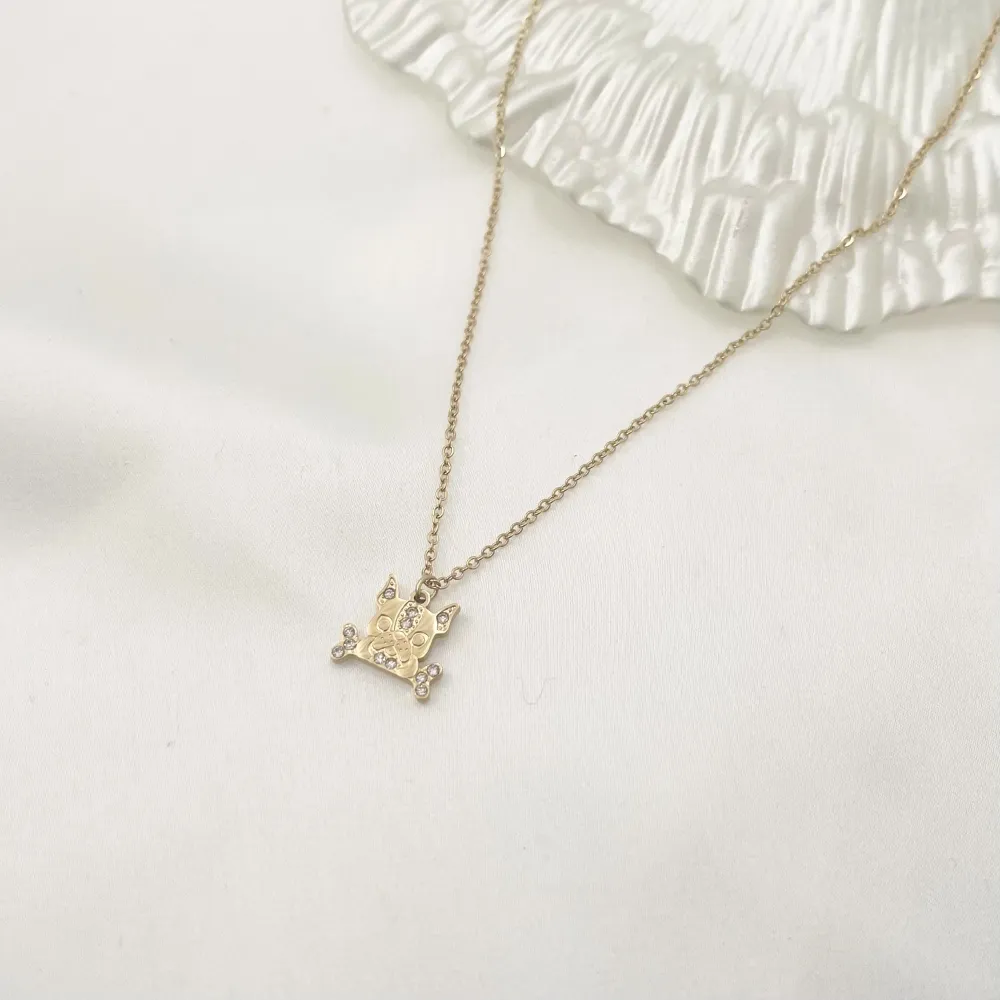 Cane con Osso-Collana Corta in Acciaio - CAC-103-AA1038N