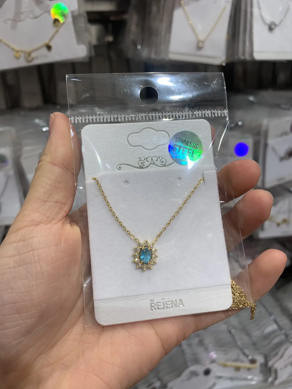 Pietra Ovale-Collana Corta in Acciaio - CAC-103-AA1276N