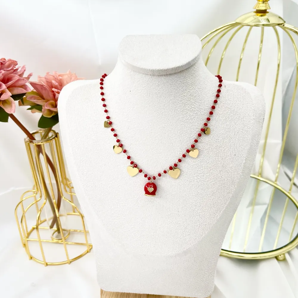 Campanello Cuore-Collana Corta in Acciaio - CAC-103-AA1359NN