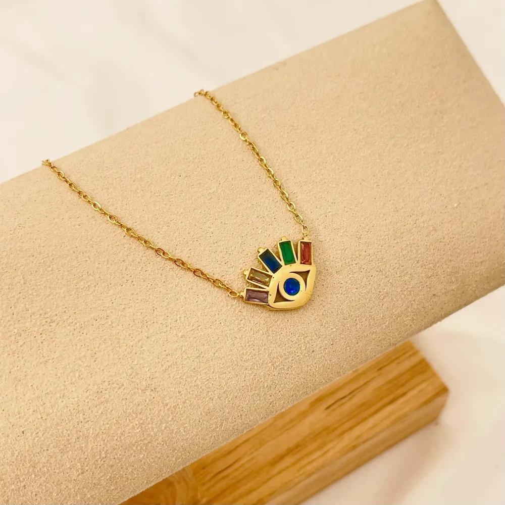 Occhio-Collana Corta in Acciaio - CAC-103-AA1642N