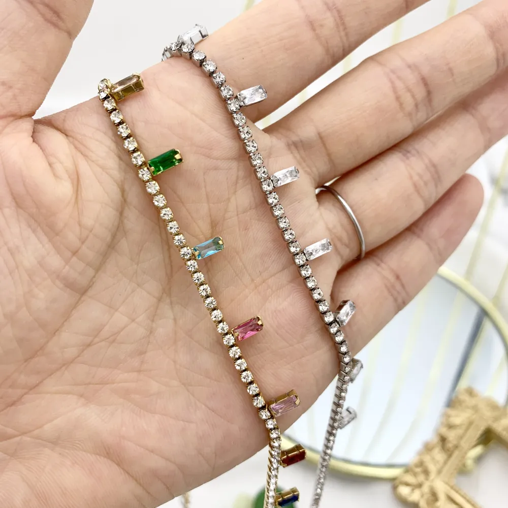 Tennis con Barretta-Collana Corta in Acciaio - CAC-103-AA1664N