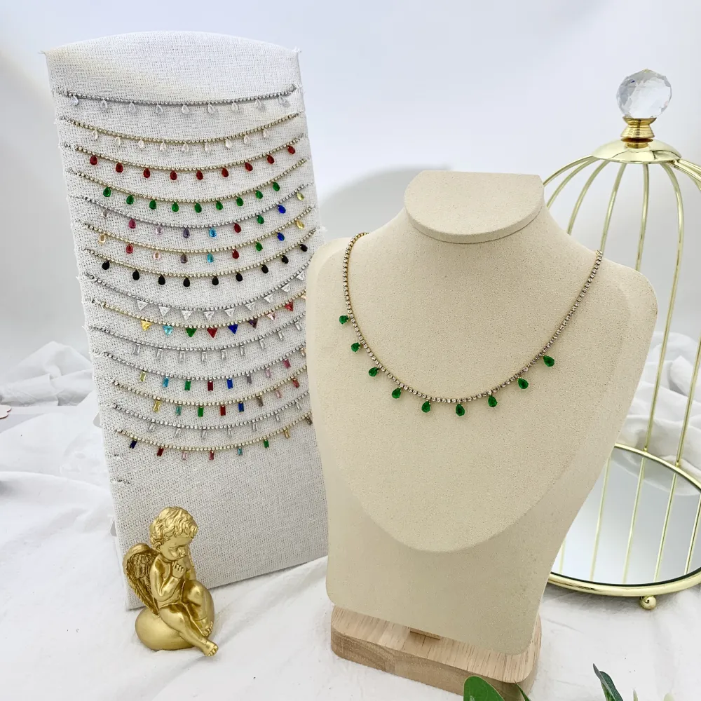 Tennis con Barretta-Collana Corta in Acciaio - CAC-103-AA1664N