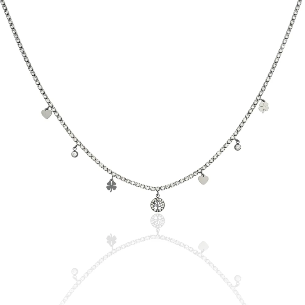 Tennis con Albero della Vita-Collana Corta in Acciaio - CAC-103-AA2532N ADV