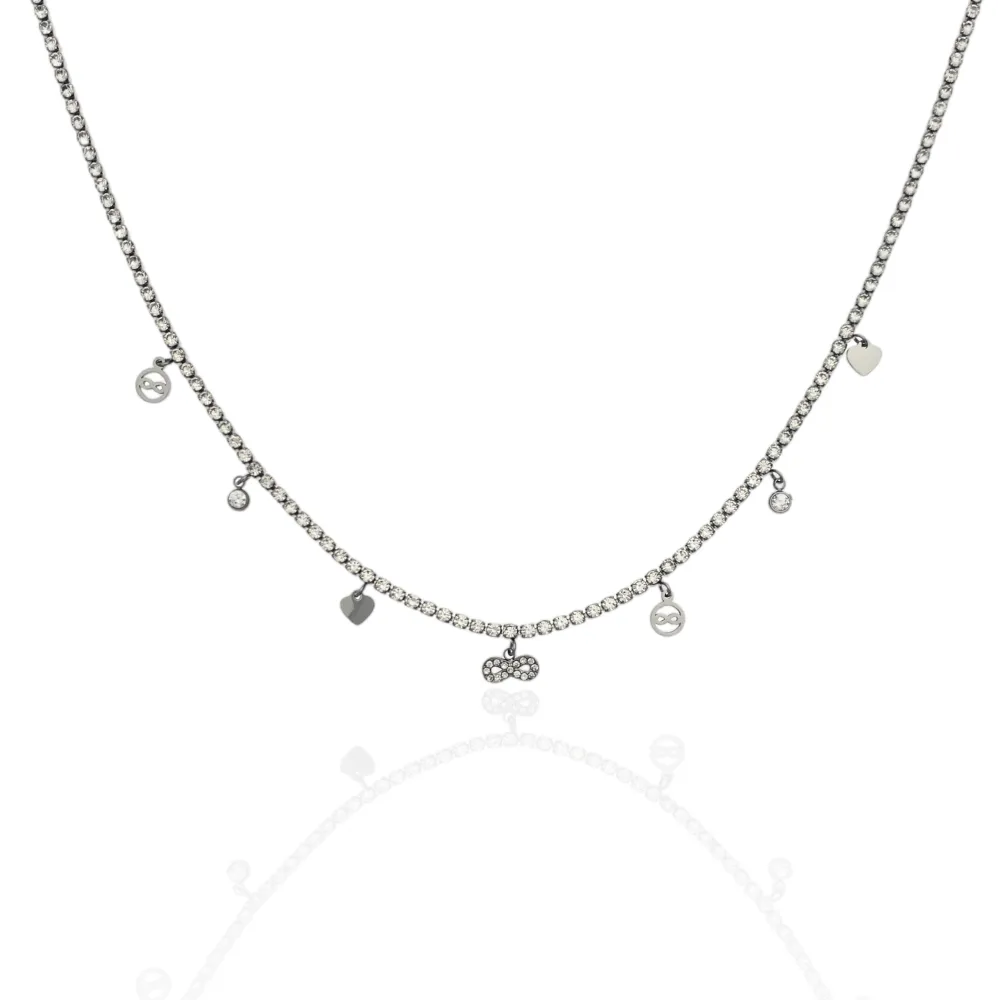 Tennis con Infinito-Collana Corta in Acciaio - CAC-103-AA2542N Infinito