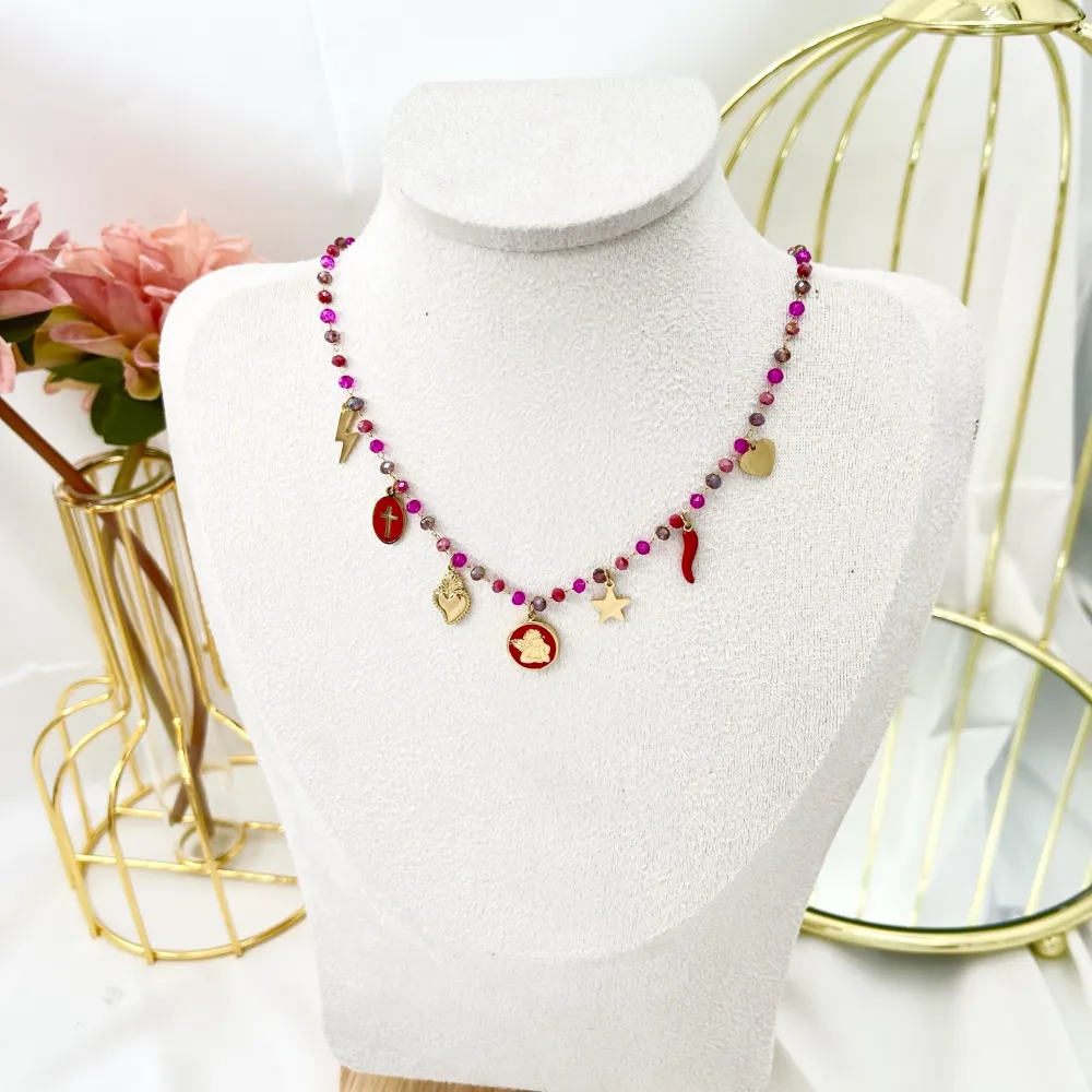 Angelo Smaltato con Stella Fulmine-Collana Corta in Acciaio - CAC-103-AA2707N