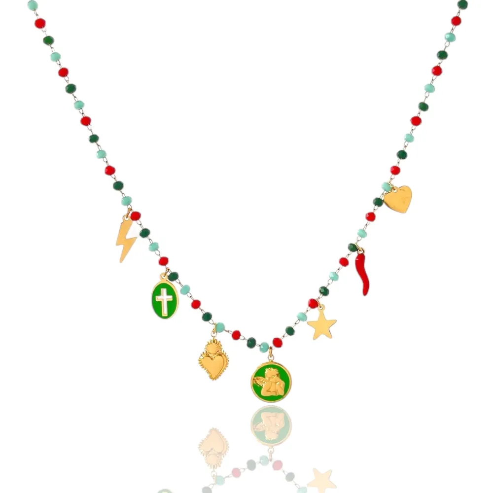 Angelo Smaltato con Stella Fulmine-Collana Corta in Acciaio - CAC-103-AA2707N