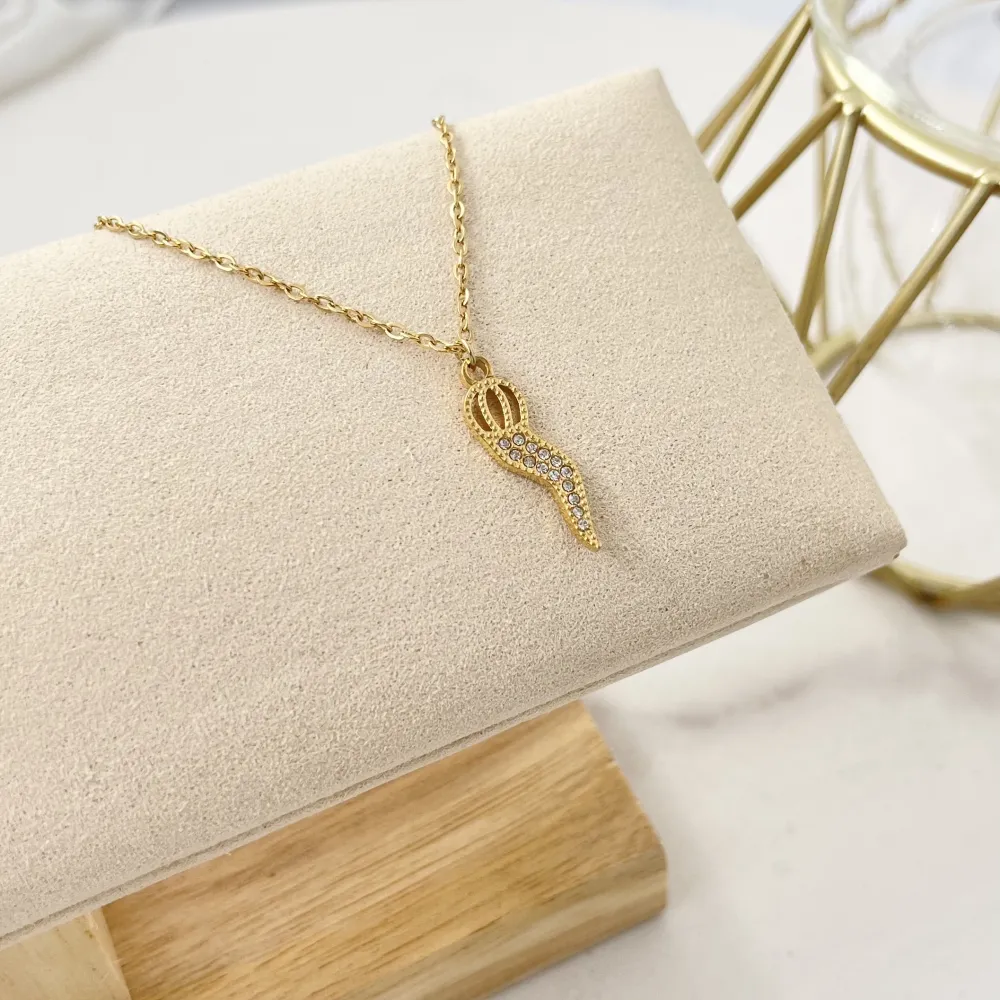 Cornino con Corona Cornetto-Collana Corta in Acciaio - CAC-103-AA2864N