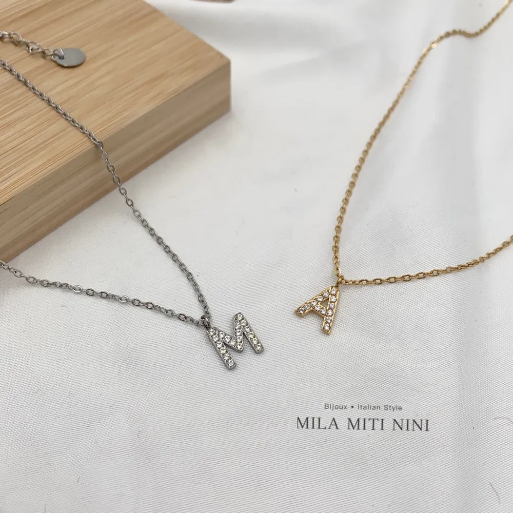 Iniziale Argento-Collana Corta in Acciaio - CAC-103-AA311N